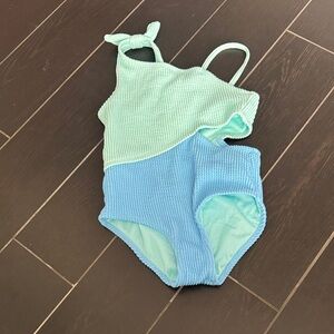 Wonder Nation Mint and Light Blue Kids Swim One Piece